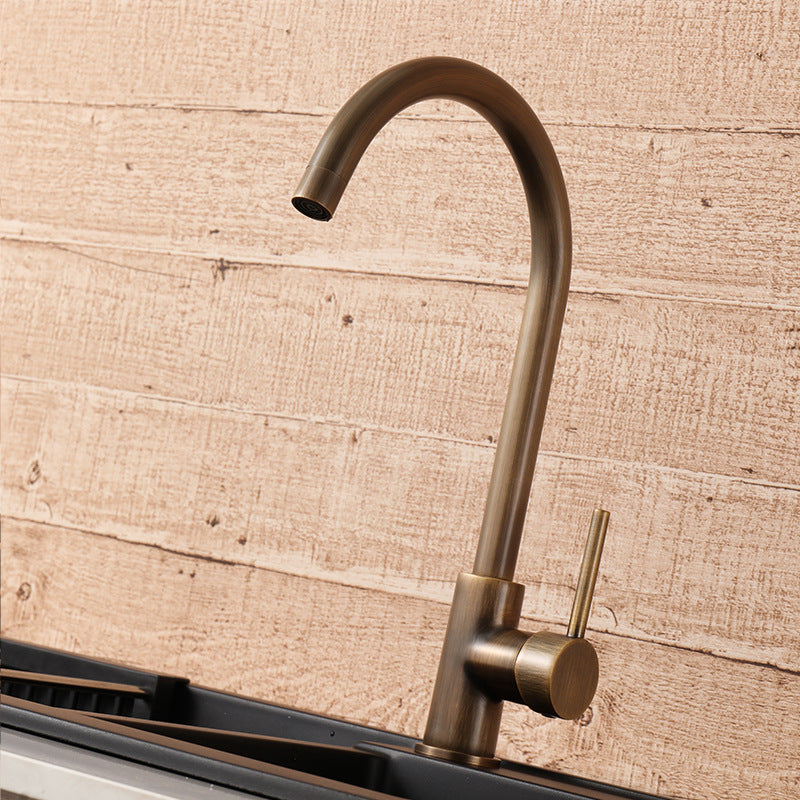 Rubinetto da Cucina in Ottone con Maniglia Singola e Finitura in Bronzo Antico
