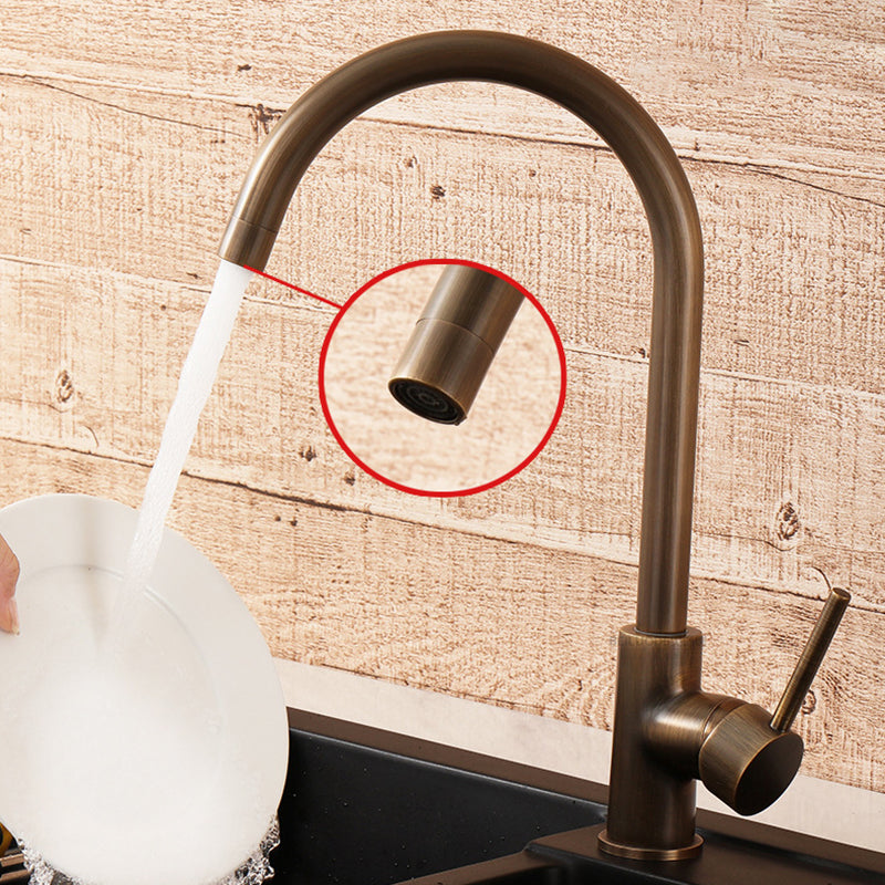 Rubinetto da Cucina in Ottone con Maniglia Singola e Finitura in Bronzo Antico