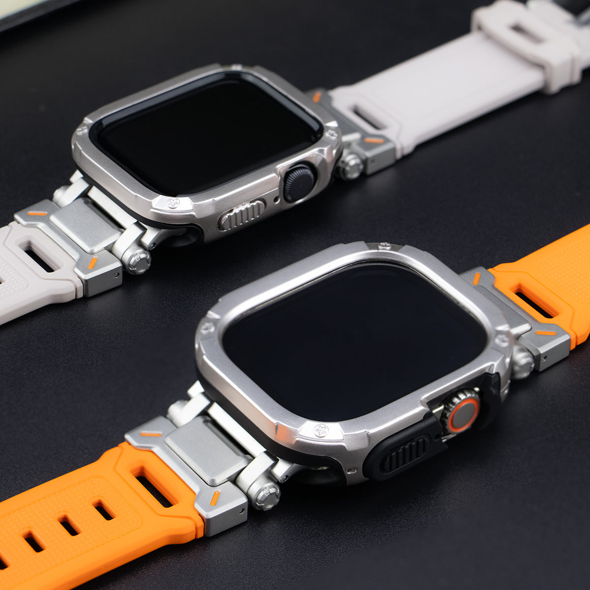 RavenTac Cinturino in Gomma Fluoro con Custodia 2-in-1 TPU PC per Apple Watch