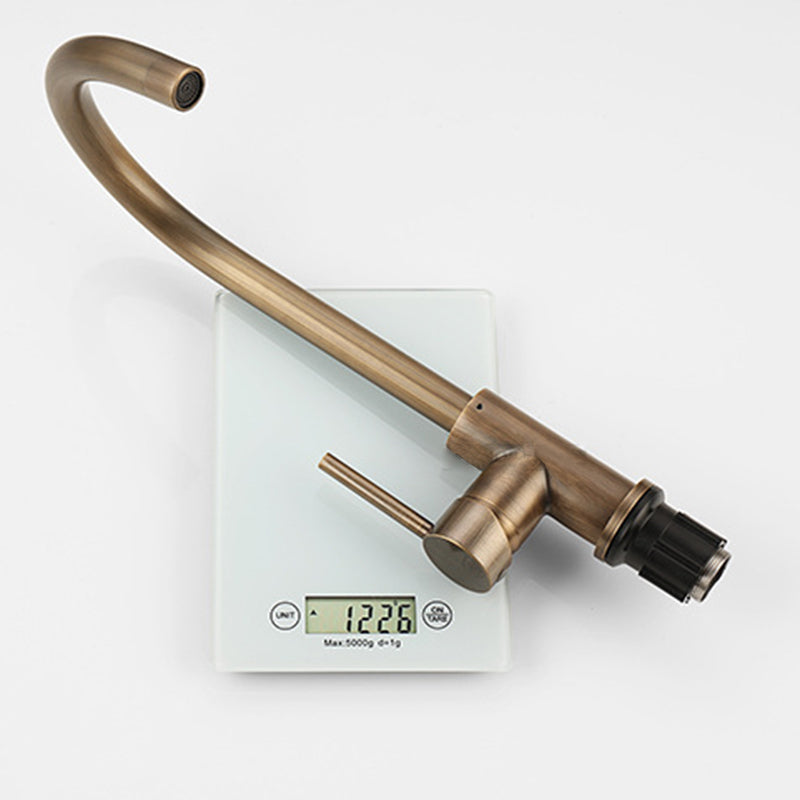 Rubinetto da Cucina in Ottone con Maniglia Singola e Finitura in Bronzo Antico