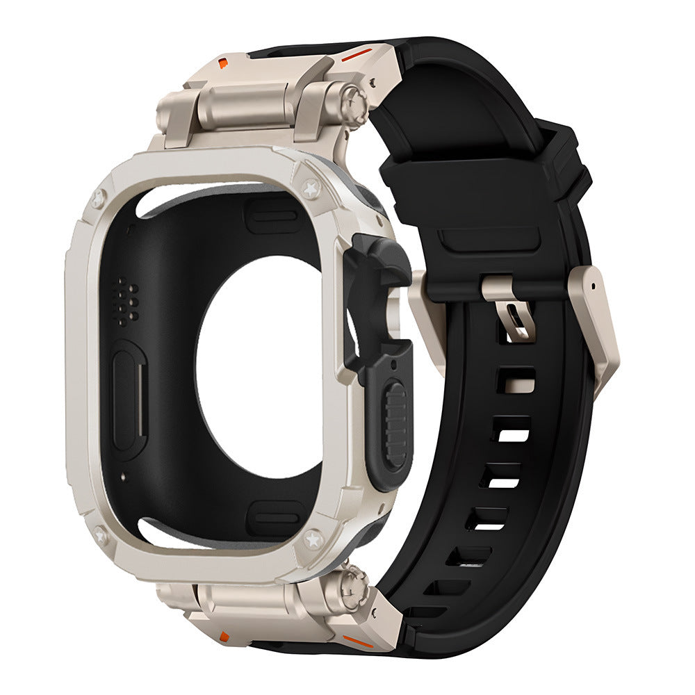 RavenTac Cinturino in Gomma Fluoro con Custodia 2-in-1 TPU PC per Apple Watch