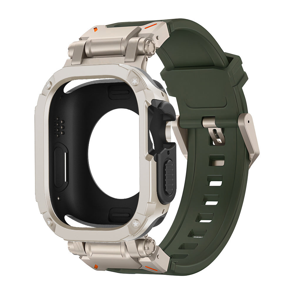 RavenTac Cinturino in Gomma Fluoro con Custodia 2-in-1 TPU PC per Apple Watch