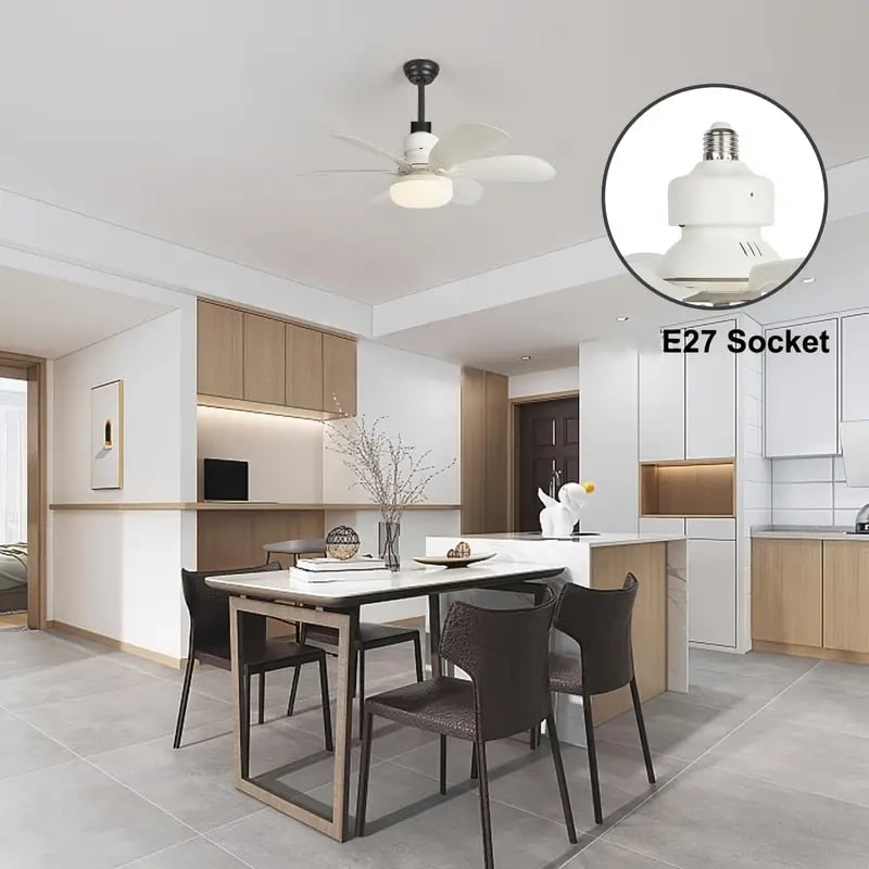 LuxeBreeze Ventilatore a Soffitto Portatile & Luce | Elegante soluzione 2-in-1 con telecomando per comfort e stile