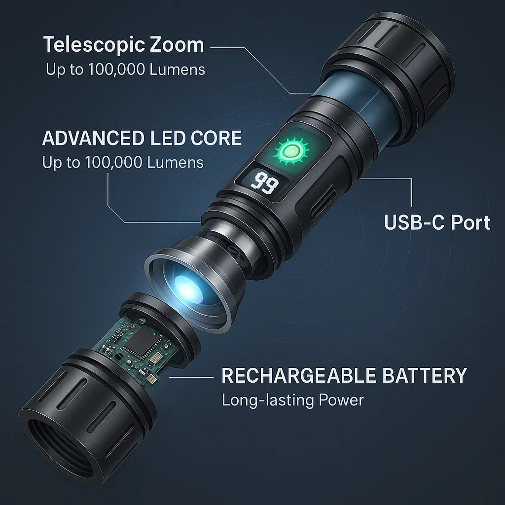 Torcia Pro Series 100000 Lumen Edizione Estrema Luminosità