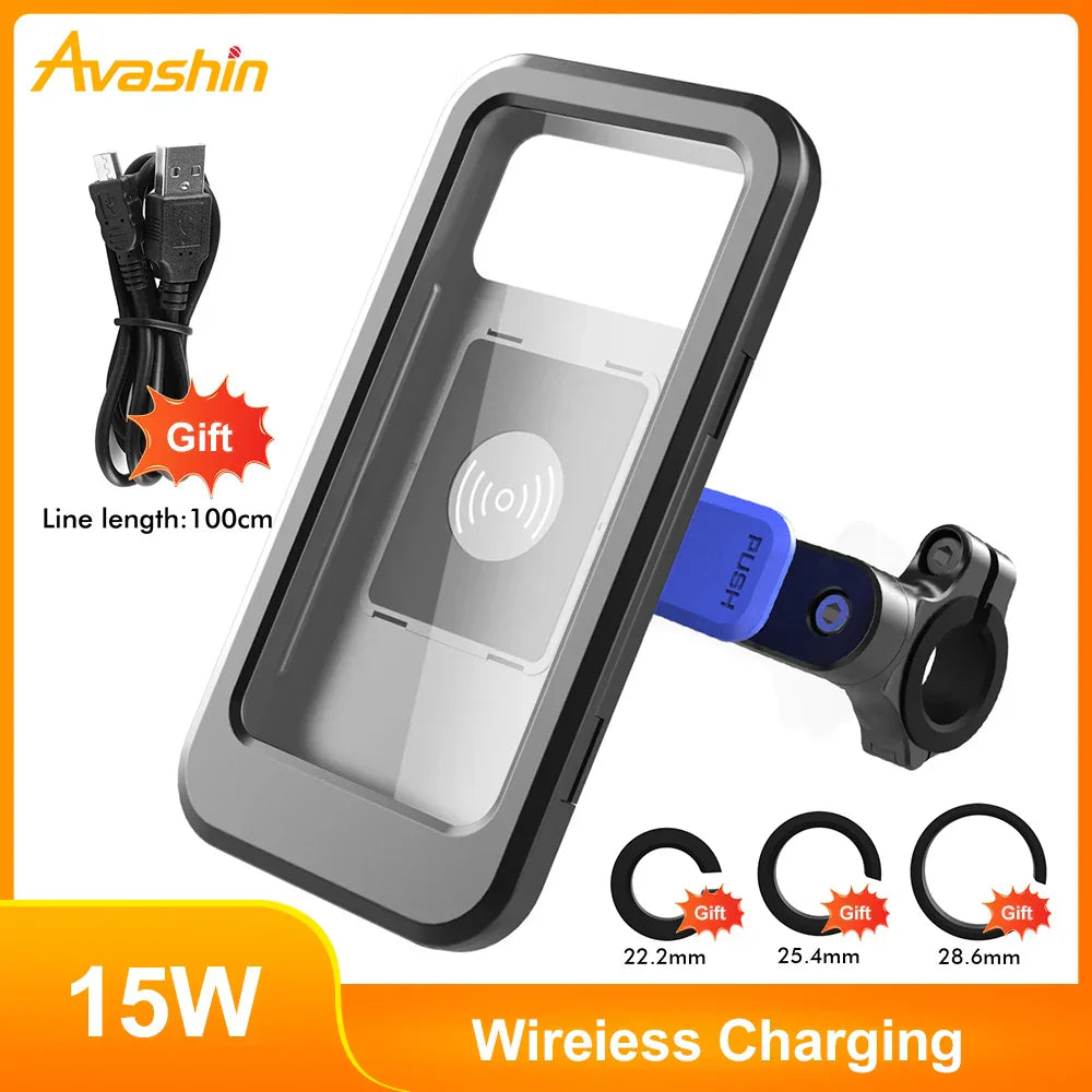 Supporto impermeabile per manubrio della bicicletta con powerbank da 15W