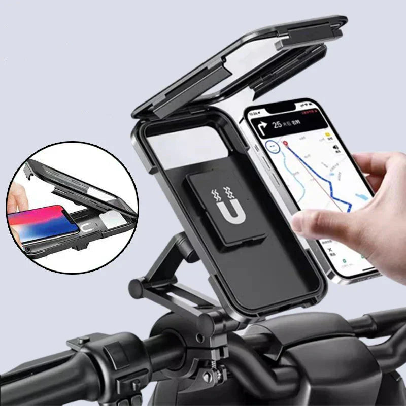 Supporto impermeabile per manubrio della bicicletta con powerbank da 15W