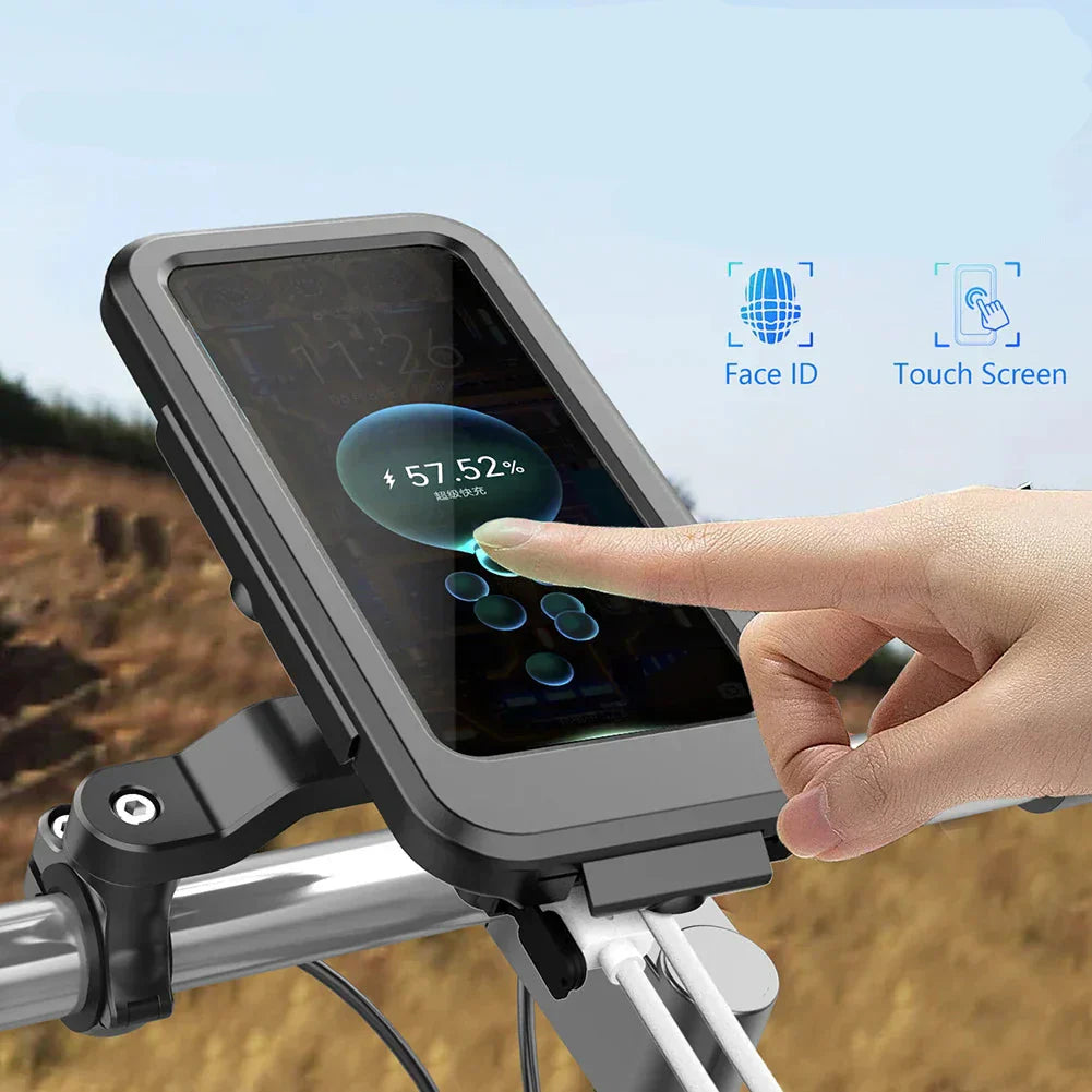 Supporto impermeabile per manubrio della bicicletta con powerbank da 15W