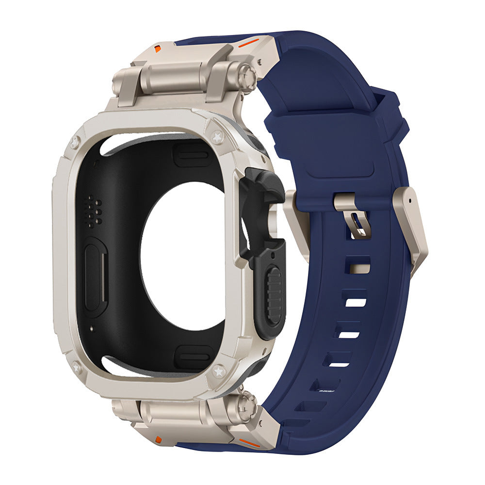 RavenTac Cinturino in Gomma Fluoro con Custodia 2-in-1 TPU PC per Apple Watch