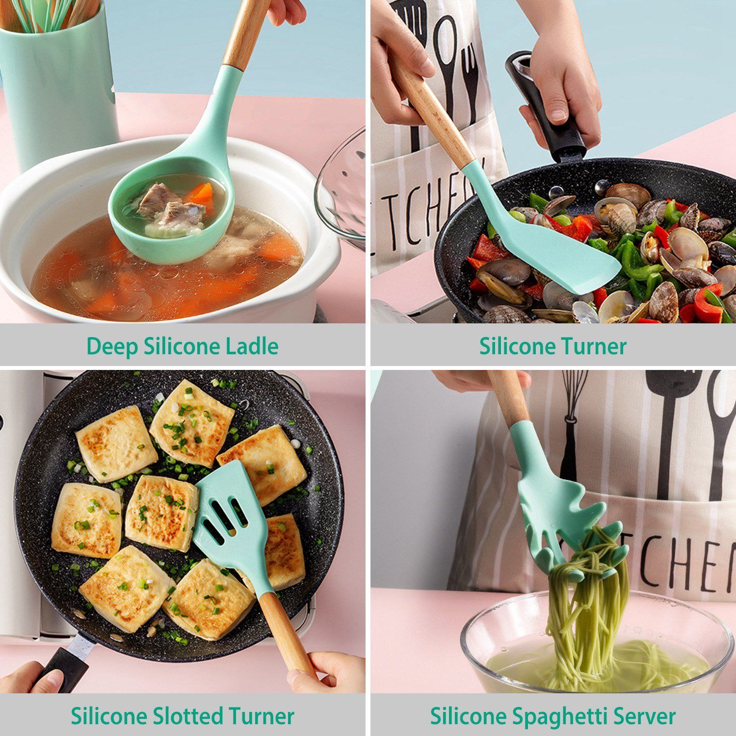 11-Delt: Set di Utensili da Cucina in Silicone