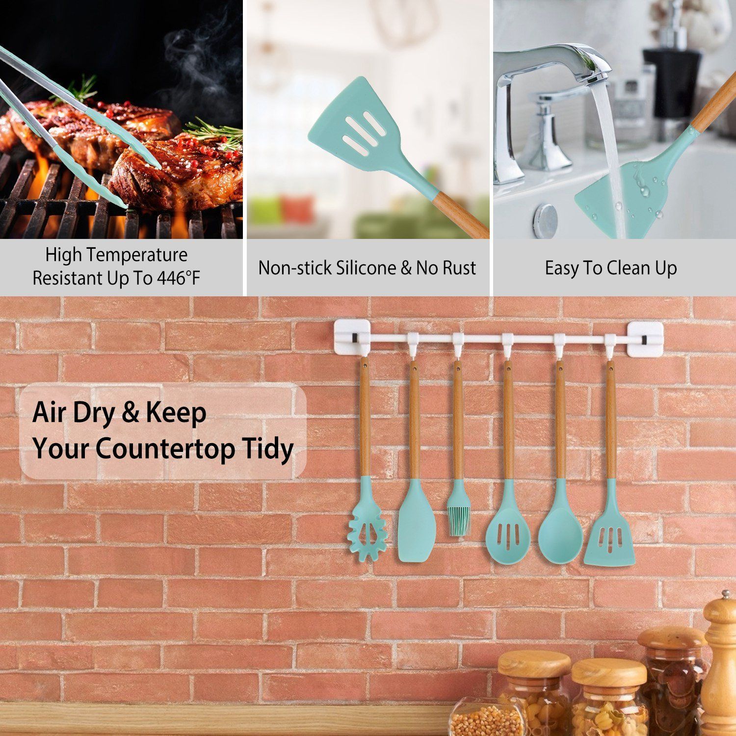 11-Delt: Set di Utensili da Cucina in Silicone