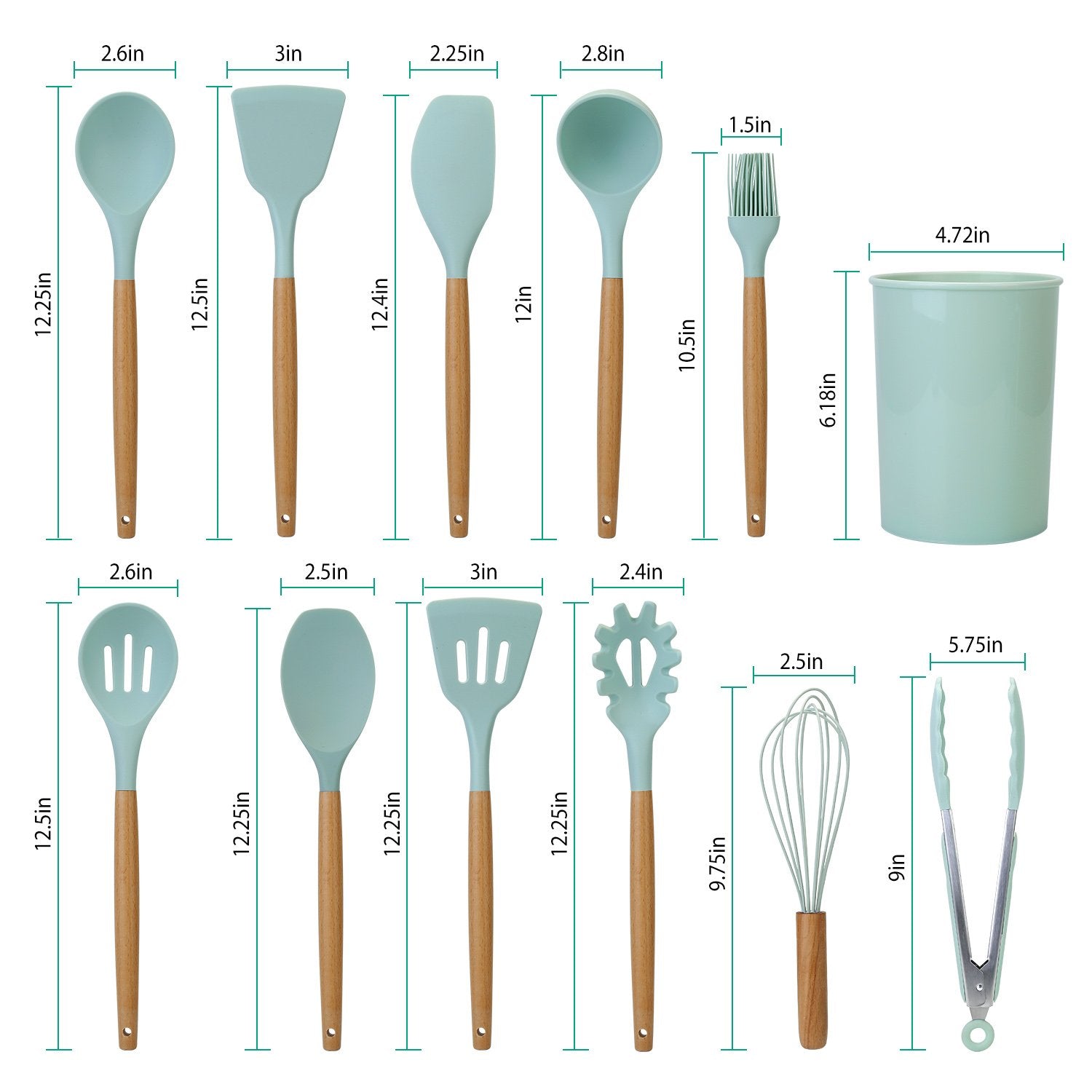 11-Delt: Set di Utensili da Cucina in Silicone