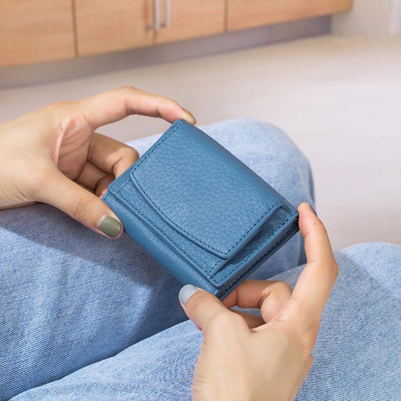 Portafoglio RFID fatto a mano in morbida pelle