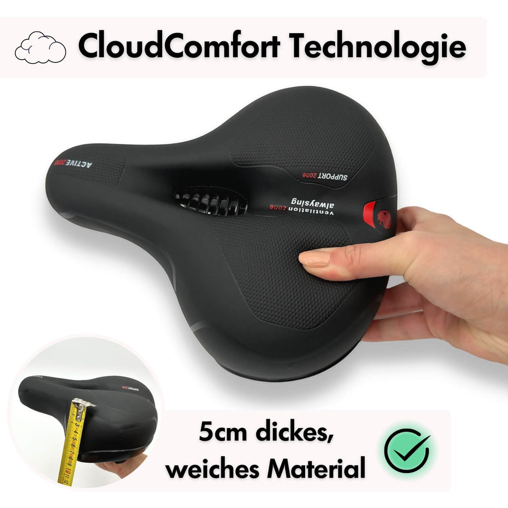 Sandsberg | Sella per Bicicletta CloudComfort Pro | Schiuma Memory che Allevia la Pressione | Nero