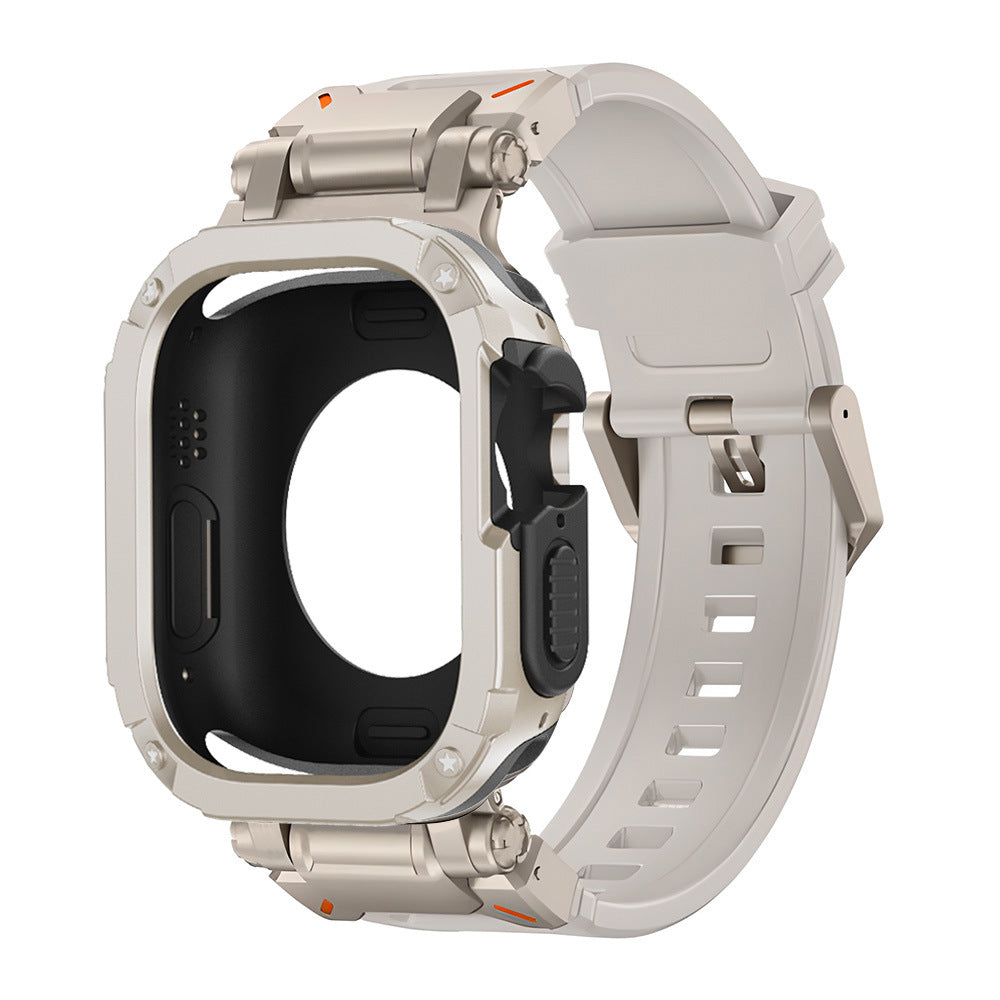RavenTac Cinturino in Gomma Fluoro con Custodia 2-in-1 TPU PC per Apple Watch