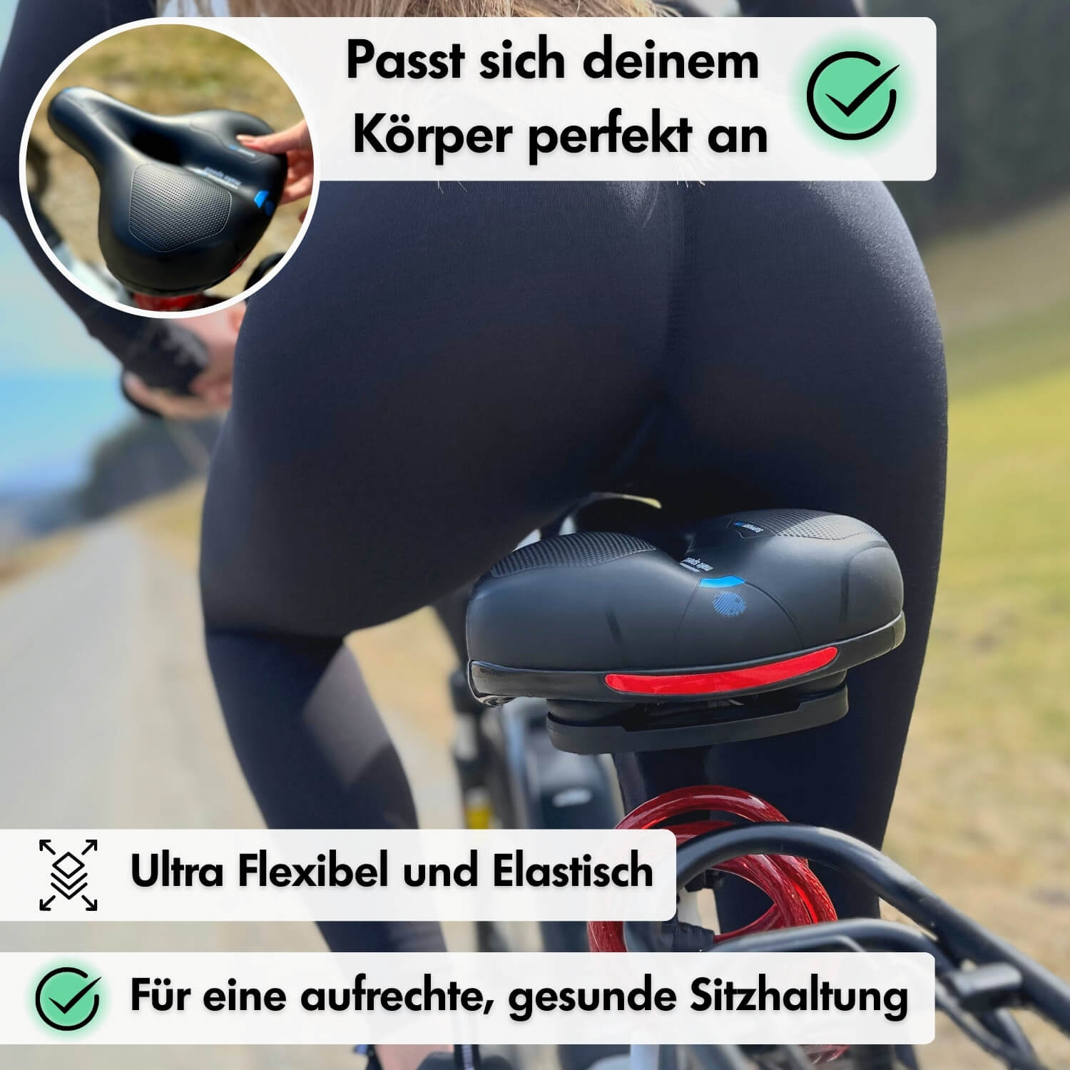 Sandsberg | Sella per Bicicletta CloudComfort Pro | Schiuma Memory che Allevia la Pressione | Nero