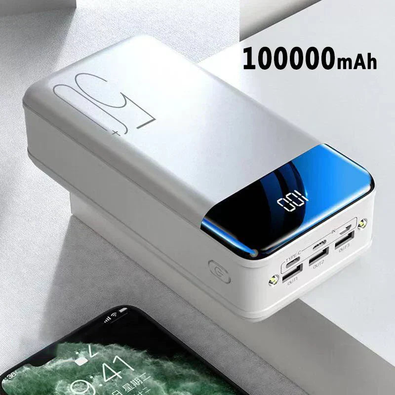 Powerbank da 100.000mAh Ultra Alta Capacità con Super Carica Veloce – Caricatore Portatile per Telefoni, Tablet e Laptop