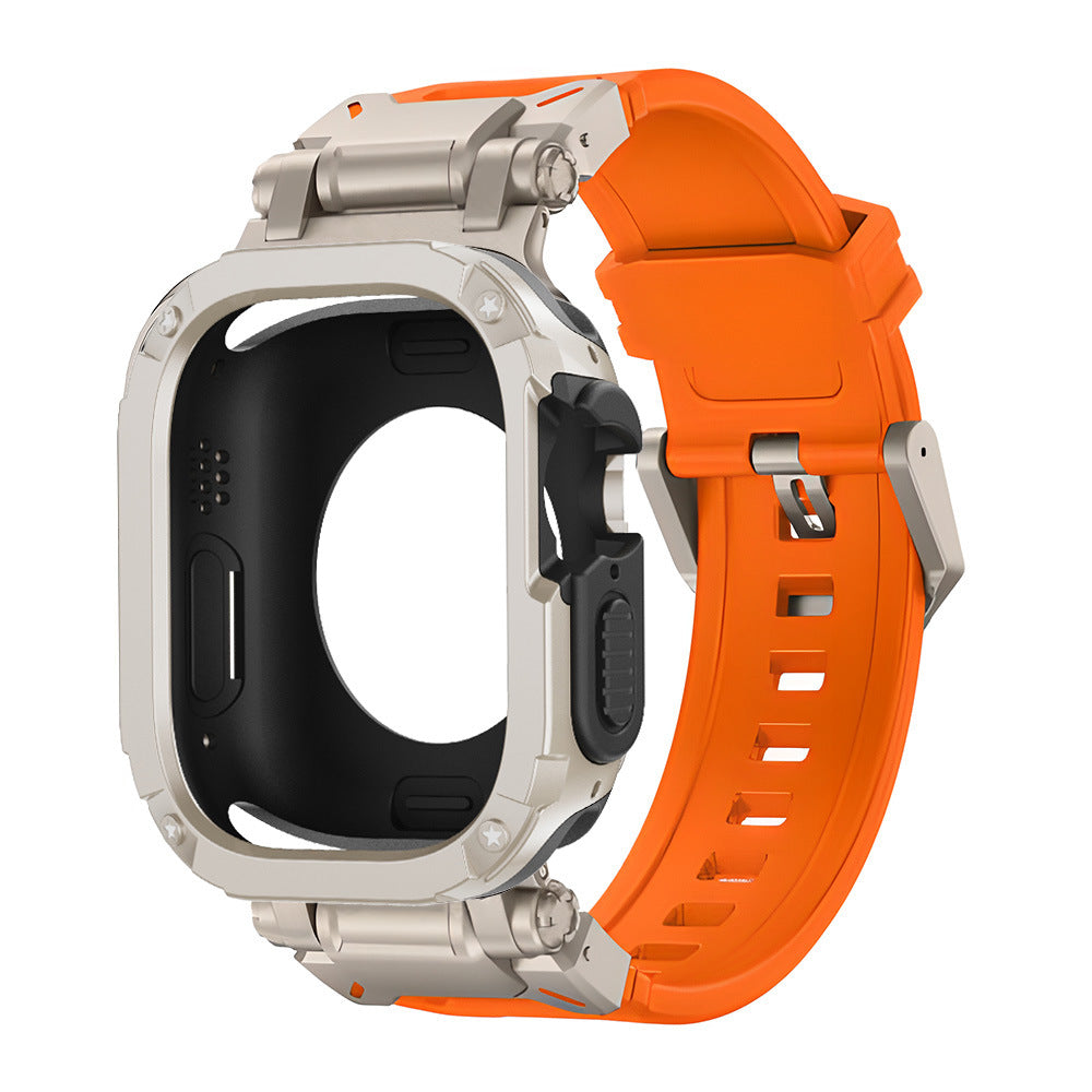 RavenTac Cinturino in Gomma Fluoro con Custodia 2-in-1 TPU PC per Apple Watch