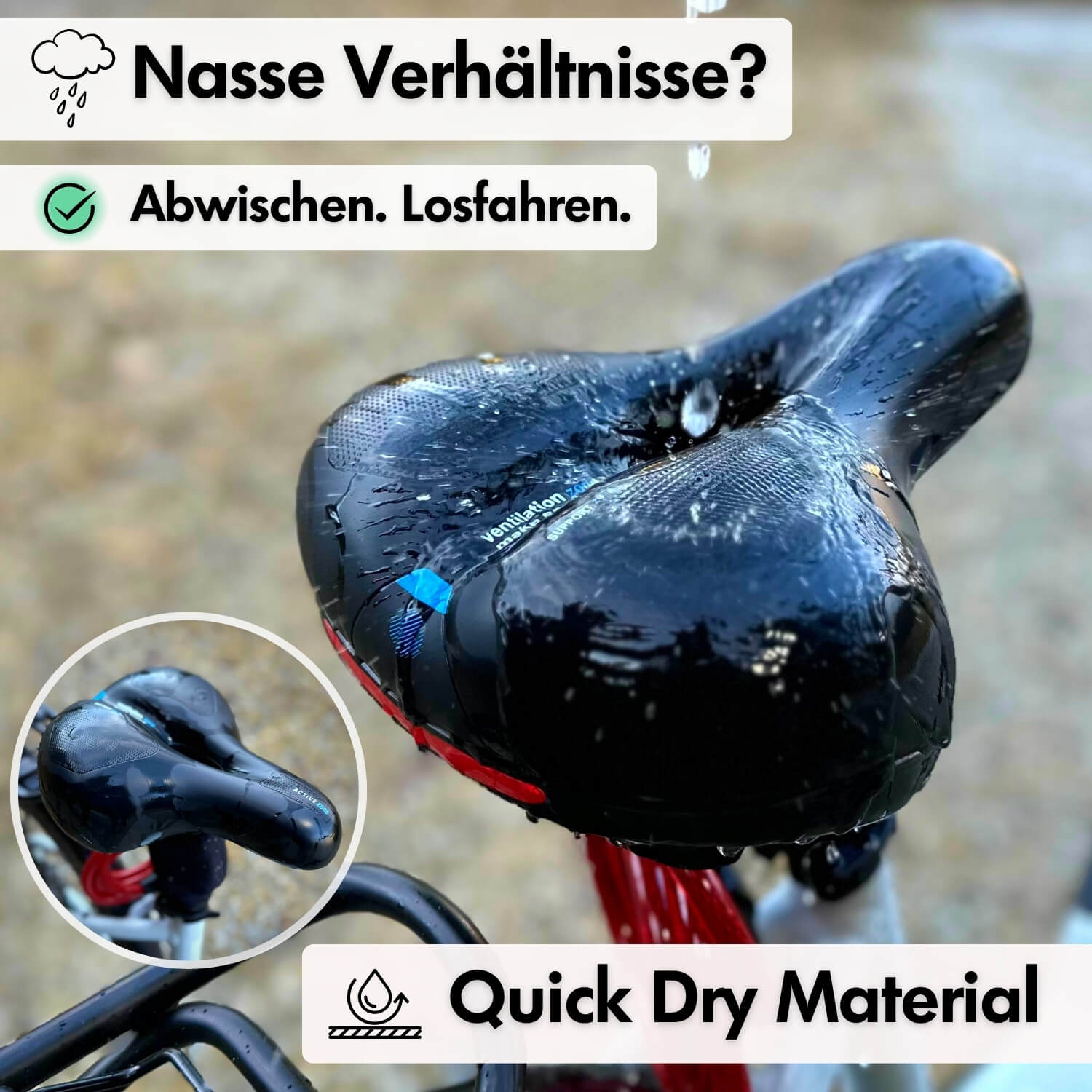 Sandsberg | Sella per Bicicletta CloudComfort Pro | Schiuma Memory che Allevia la Pressione | Nero