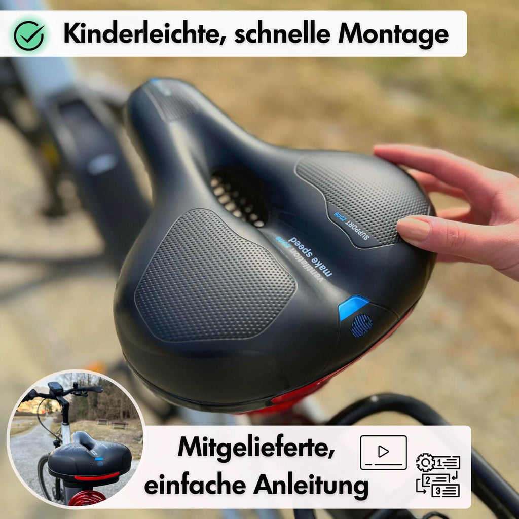 Sandsberg | Sella per Bicicletta CloudComfort Pro | Schiuma Memory che Allevia la Pressione | Nero