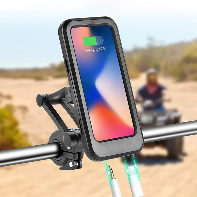 Supporto impermeabile per manubrio della bicicletta con powerbank da 15W
