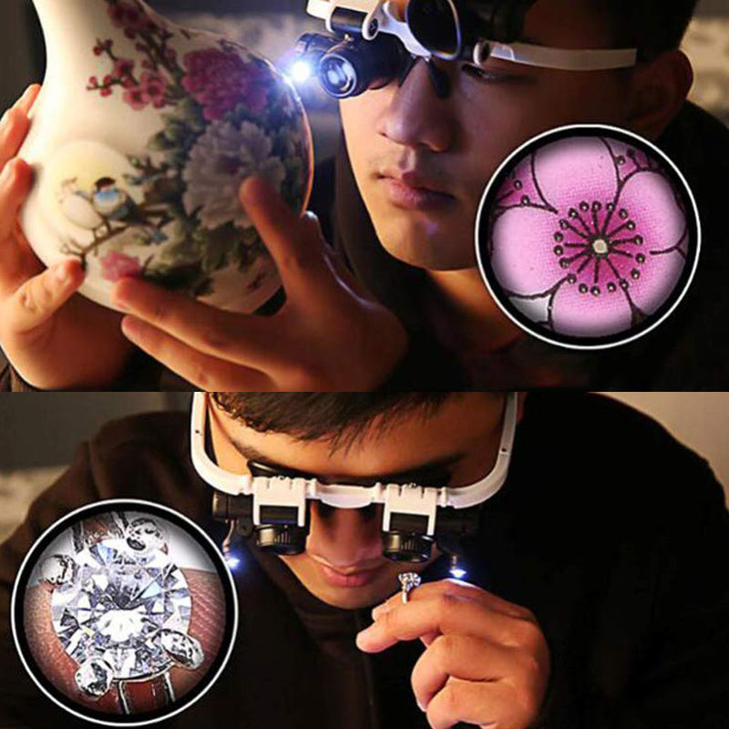 Lenti d'ingrandimento con lampade LED per doppio occhio