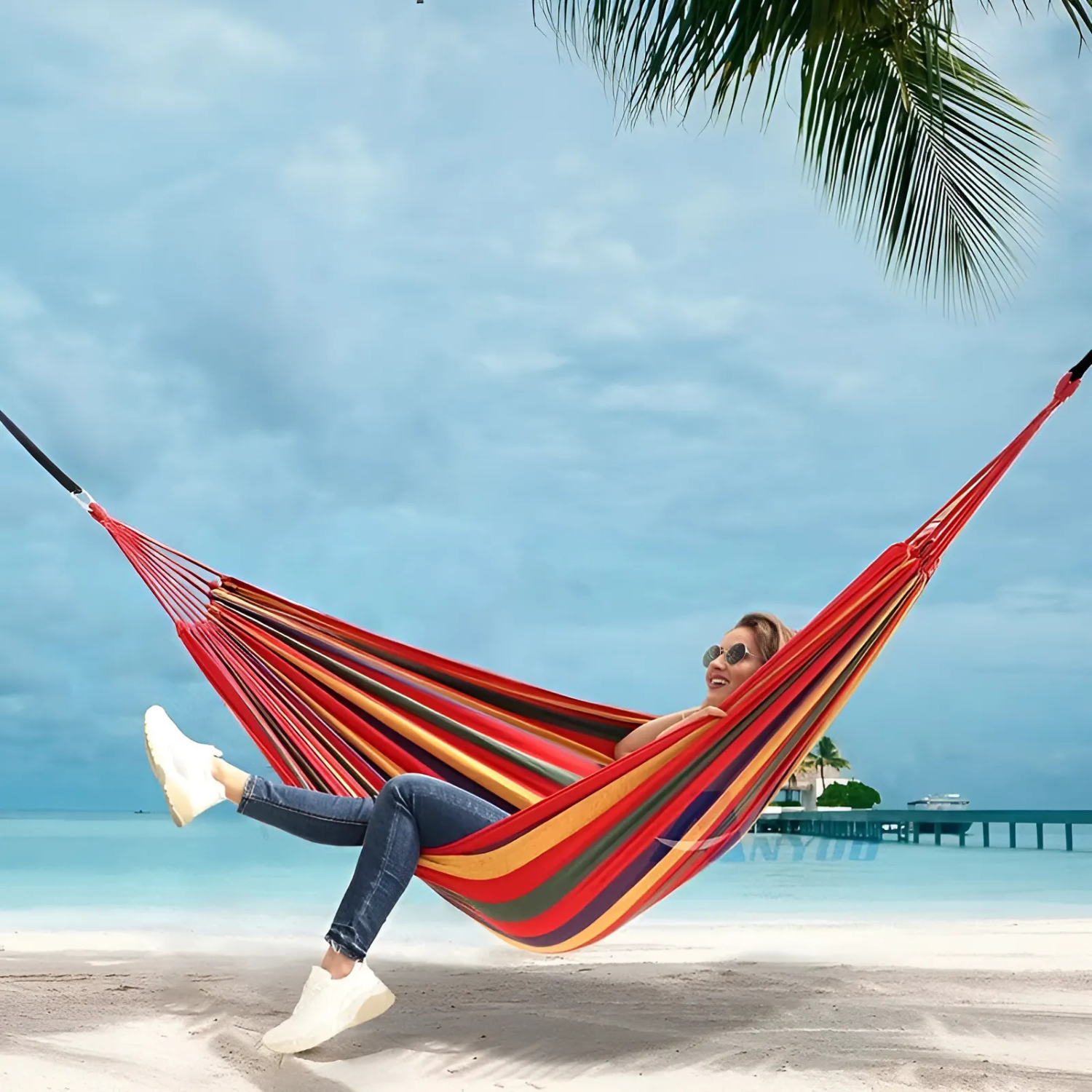 RelaxoLounge Amaca in Tela Sostenibile con Design Antiscivolo, Capacità di Carico 200 kg