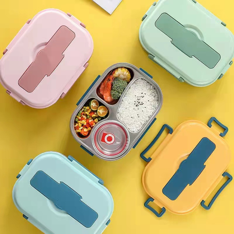 Thermo-Lunchbox in acciaio inossidabile – interno in acciaio inossidabile – 3 o 4 scomparti con ciotola per zuppa – Orologio da parete