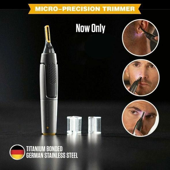 Brehn | Professionale Precision Trimmer Ultra Sottile | Lame in Acciaio Inossidabile Titanio | Luce LED Integrata | Tecnologia di Micro-Oscillazione | Per Naso, Orecchie & Contorni