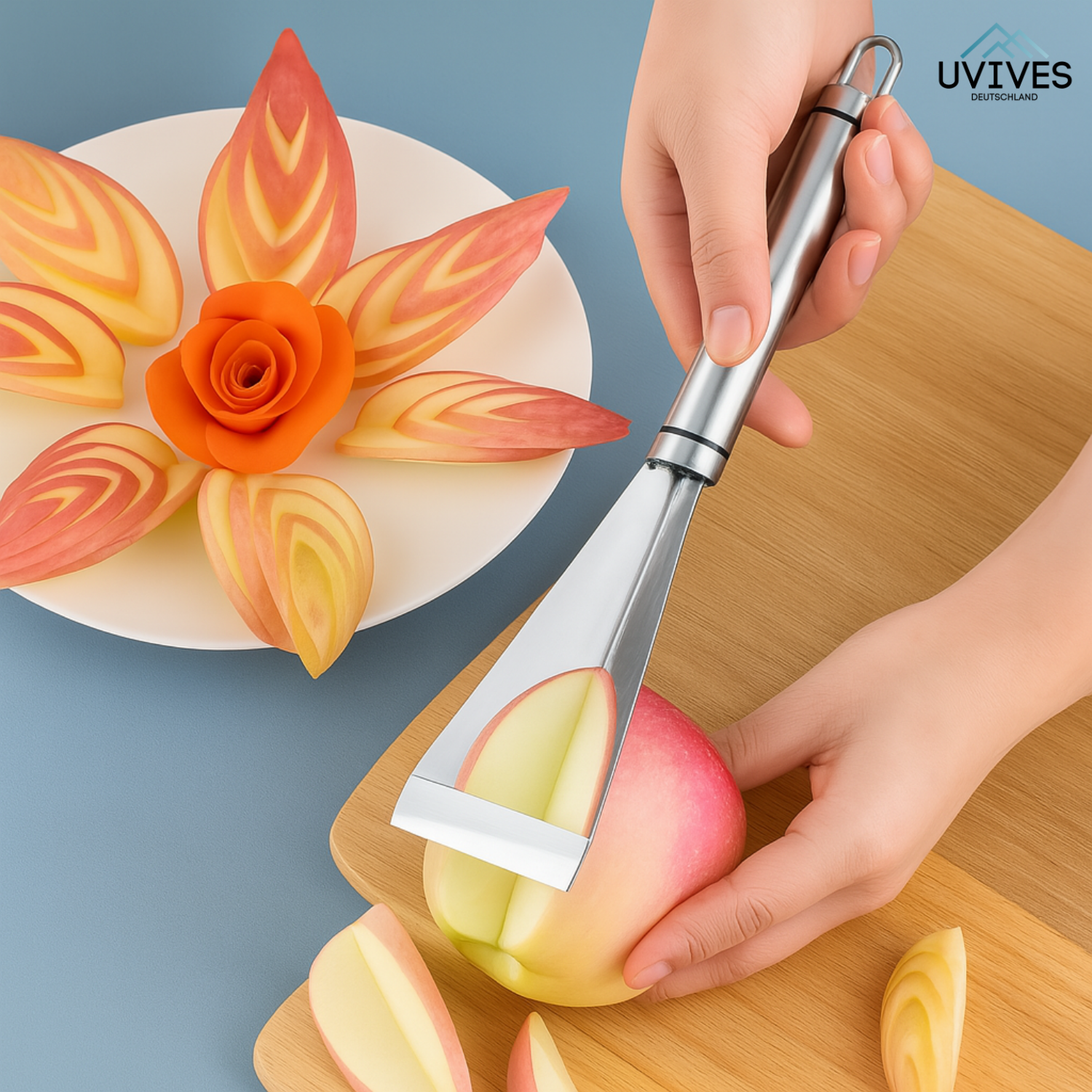 ChefCarve Coltello di Precisione | Intagliatore di Frutta in Acciaio Inossidabile | Design Creativi | Lavabile in Lavastoviglie
