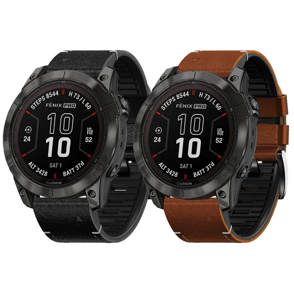 Cinturino ibrido in pelle e TPU Arion per Garmin Fenix 8, 7X, 6X Pro