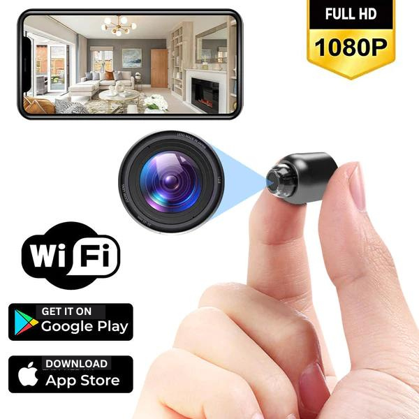 MiniEye Full HD Telecamera di Sicurezza | Mini Telecamera Compatta con Visione Notturna e Rilevamento di Movimento