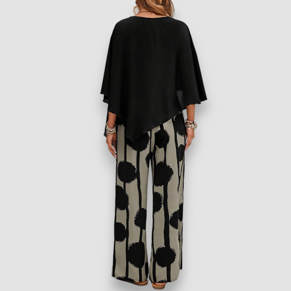 Claudia – Elegante Completo Due Pezzi con Top Asimmetrico per Donne