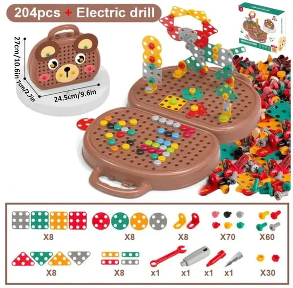 Scatola di Giocattoli Montessori EduDrill™ | Giocattolo educativo creativo con trapano | Sviluppa comprensione tecnica e motricità | SCONTO DEL 50%
