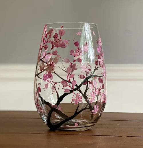 Bicchieri da Vino Albero delle Quattro Stagioni - Arte Dipinta a Mano