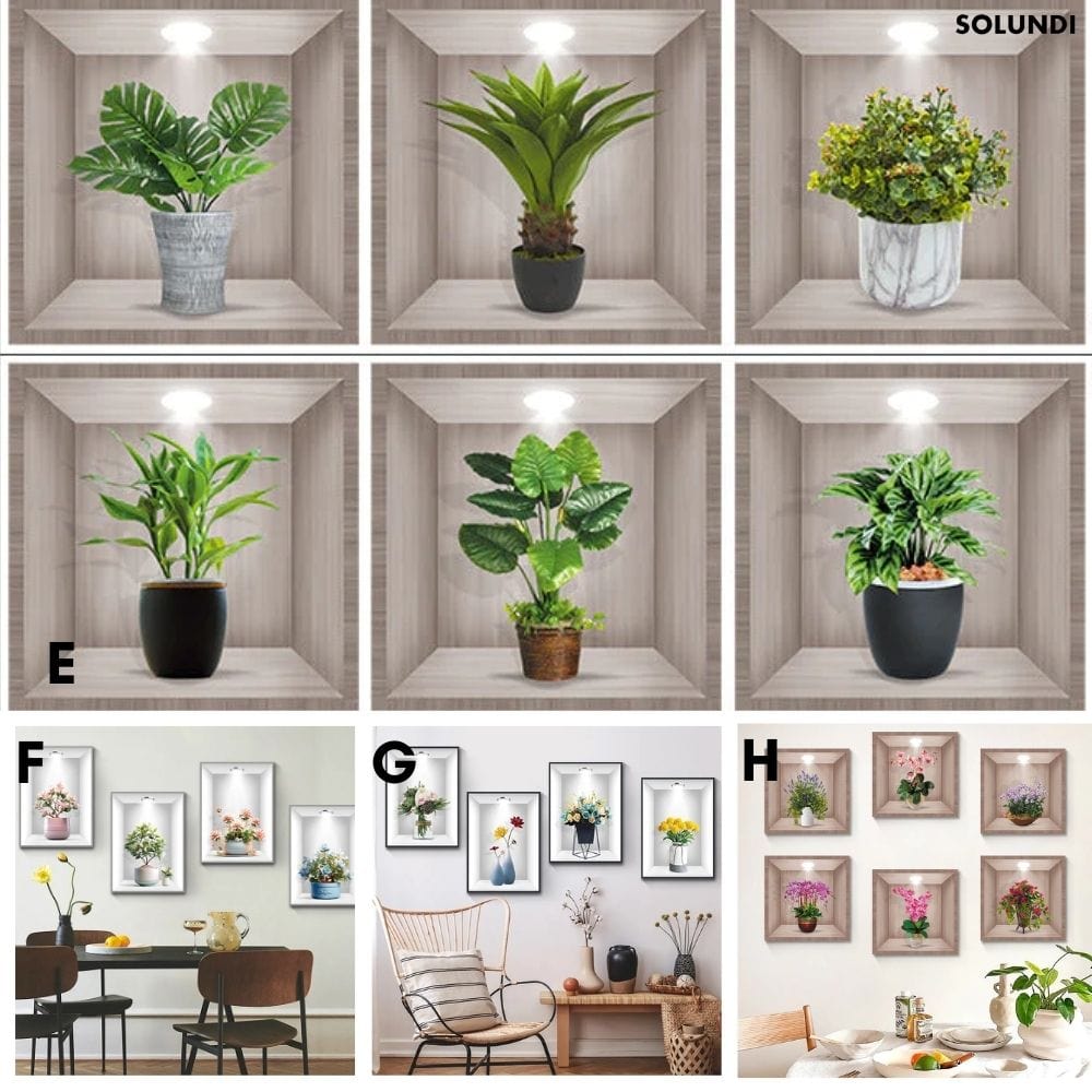 50% SCONTO  |  Adesivi murali 3D piante verdi