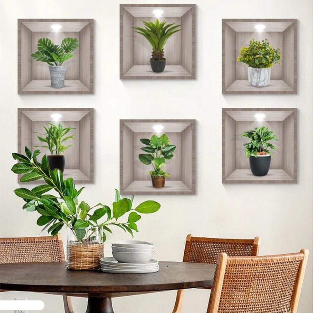 50% SCONTO  |  Adesivi murali 3D piante verdi