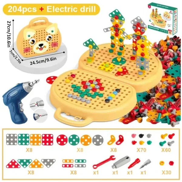 Scatola di Giocattoli Montessori EduDrill™ | Giocattolo educativo creativo con trapano | Sviluppa comprensione tecnica e motricità | SCONTO DEL 50%