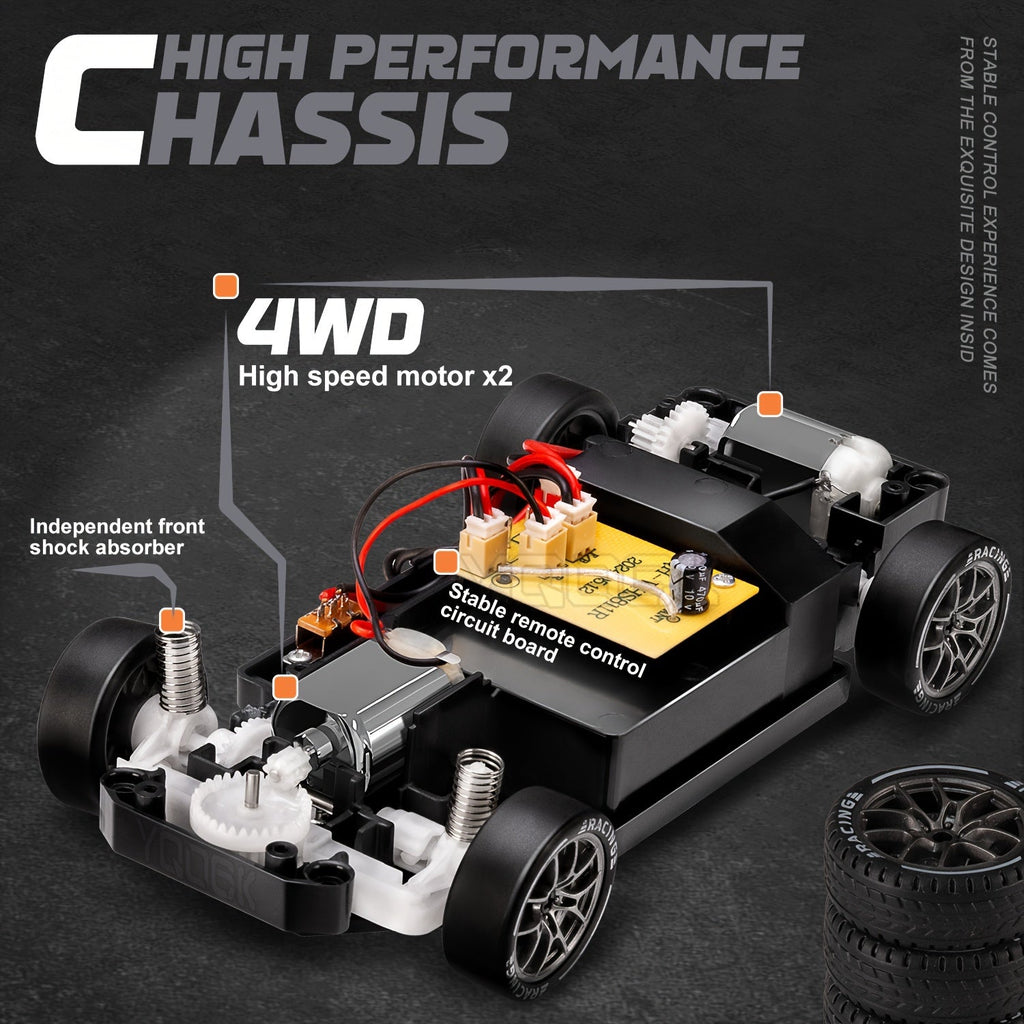 Ultimate 1:24 RC Driftcar con ruote LED – Giocattolo da corsa ricaricabile 4WD