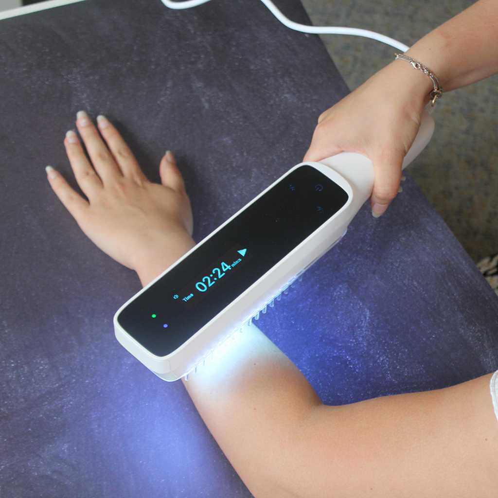 Lampada per fototerapia UVB a banda stretta AureaBeam portatile per uso domestico
