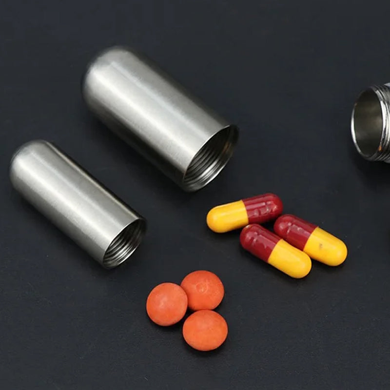 Scatola portatile per farmaci in acciaio inossidabile