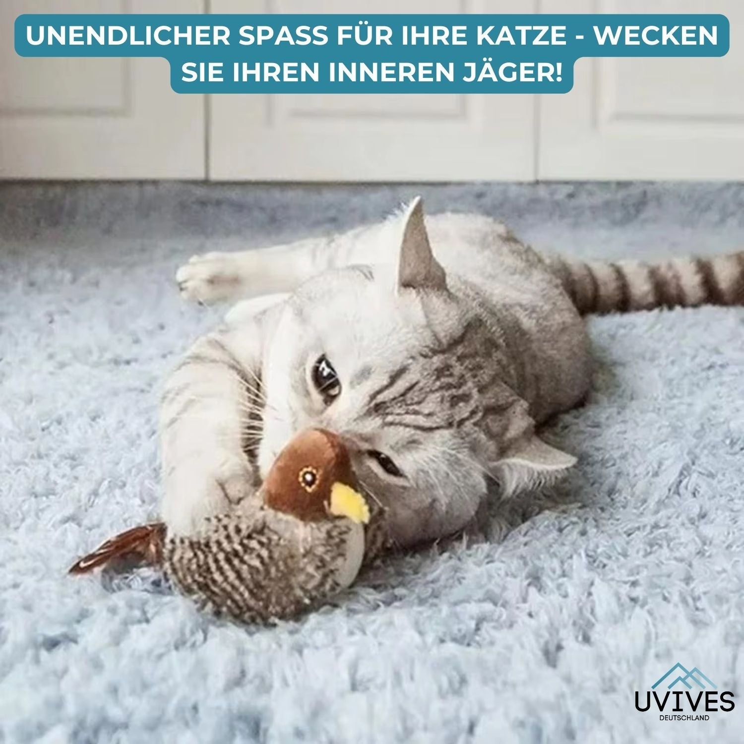 PurrTweet - Giocattolo interattivo a forma di uccello che cinguetta per gatti