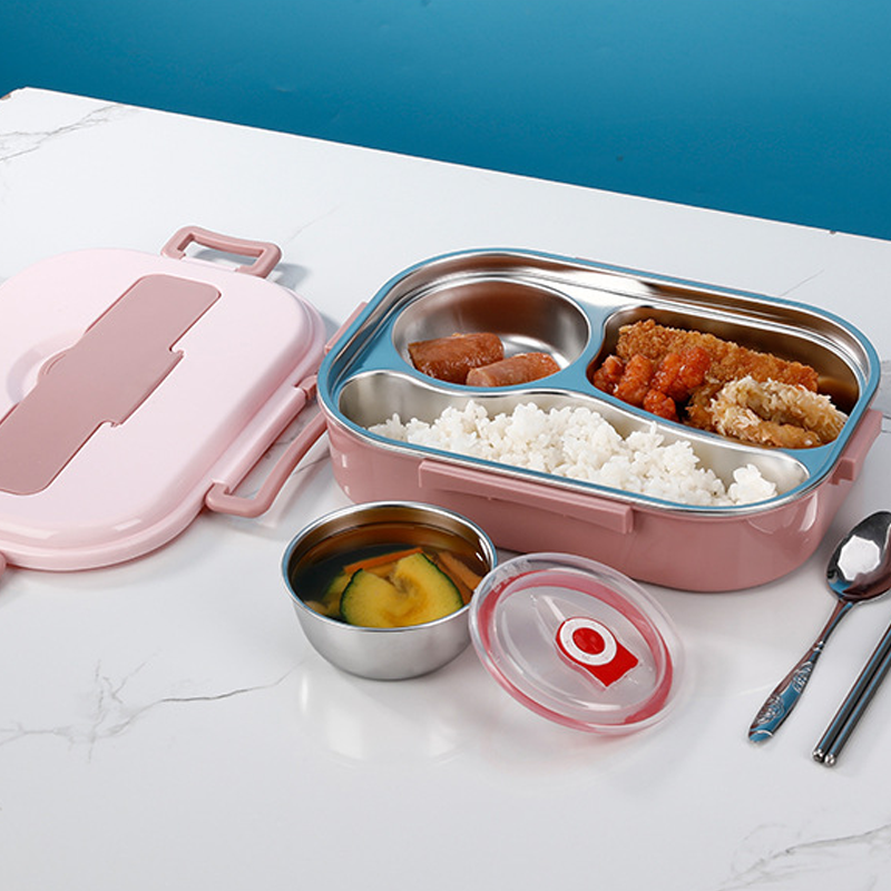 Thermo-Lunchbox in acciaio inossidabile – interno in acciaio inossidabile – 3 o 4 scomparti con ciotola per zuppa – Orologio da parete