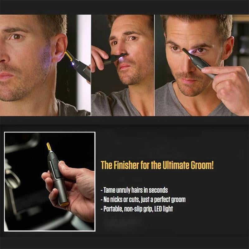Brehn | Professionale Precision Trimmer Ultra Sottile | Lame in Acciaio Inossidabile Titanio | Luce LED Integrata | Tecnologia di Micro-Oscillazione | Per Naso, Orecchie & Contorni
