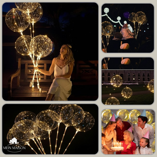 5+5 GRATIS | PartyGlow – Illumina ogni festa con luci LED a forma di palloncino riutilizzabili e caldi
