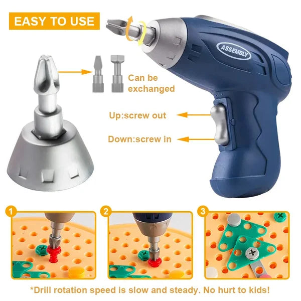 Scatola di Giocattoli Montessori EduDrill™ | Giocattolo educativo creativo con trapano | Sviluppa comprensione tecnica e motricità | SCONTO DEL 50%