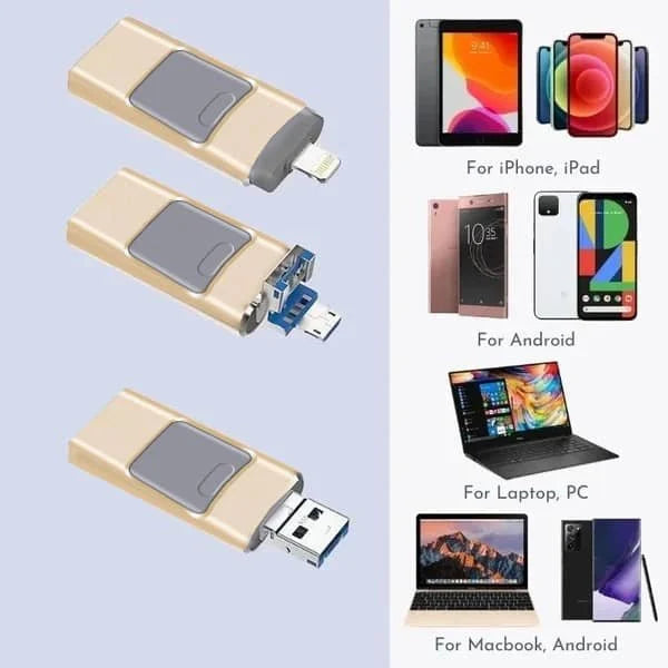 Sandsberg | Chiavetta USB 4-in-1 | Memoria ad alta velocità con connessione multipla