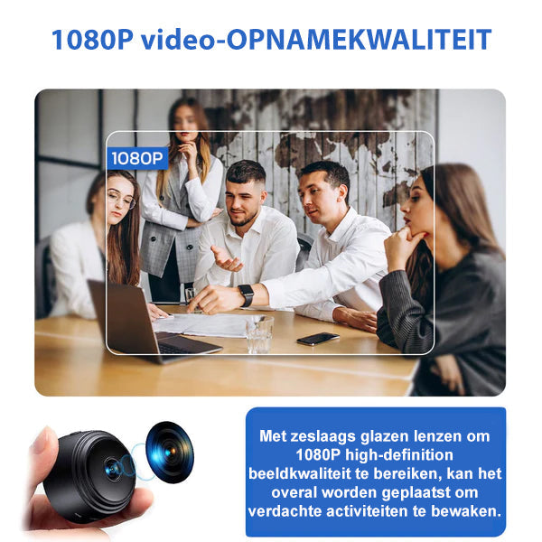 MiniEye Full HD Telecamera di Sicurezza | Mini Telecamera Compatta con Visione Notturna e Rilevamento di Movimento
