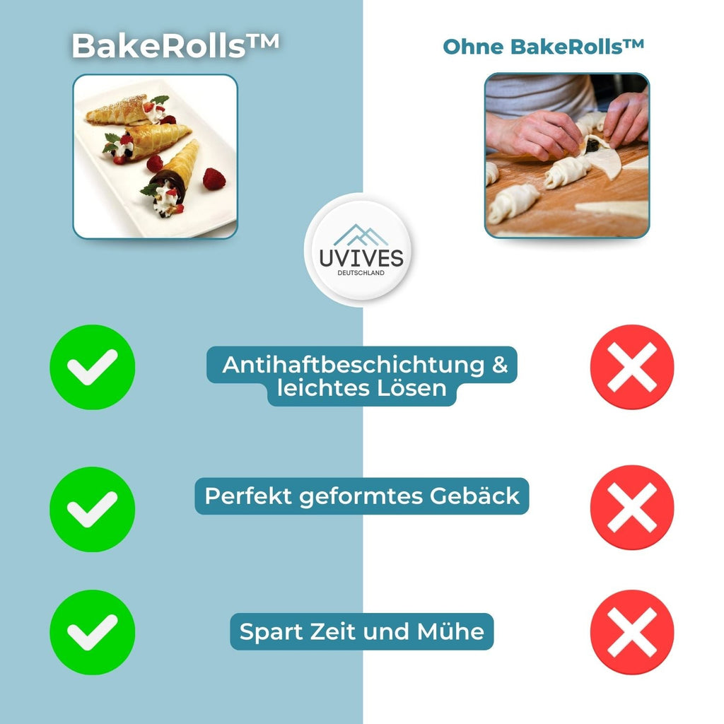 5+5 GRATIS | BakeRolls - Set di Forme per Cannoli Maestro per Casa!