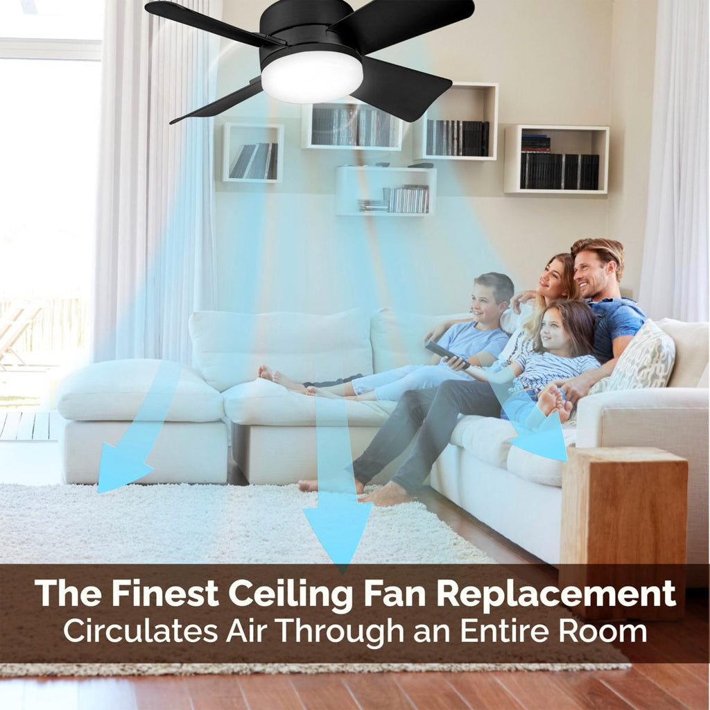 LuxeBreeze Ventilatore a Soffitto Portatile & Luce | Elegante soluzione 2-in-1 con telecomando per comfort e stile
