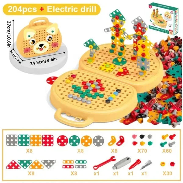 Scatola di Giocattoli Montessori EduDrill™ | Giocattolo educativo creativo con trapano | Sviluppa comprensione tecnica e motricità | SCONTO DEL 50%